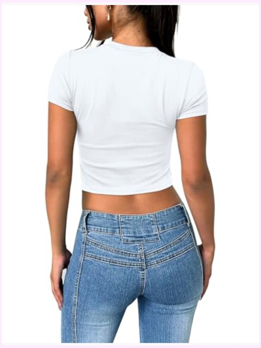 Crop Top for Women Summer Trendy Tight Tshirts 2024 Slim Fit - Picture 5 of 7